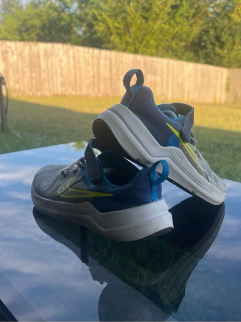 Nike Kids Downshifter Sneakers in Blue and Yellow